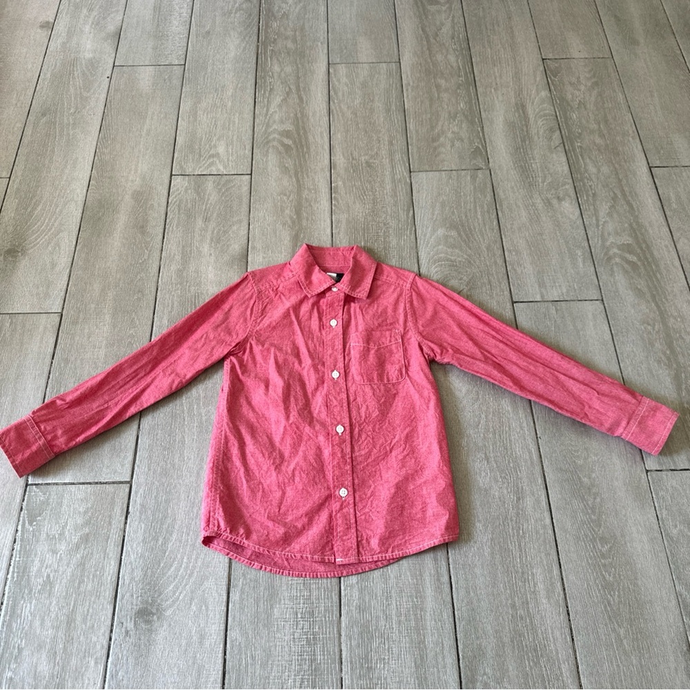 Childrens Place pink long sleeve button up shirt Size 5/6. 100% cotton